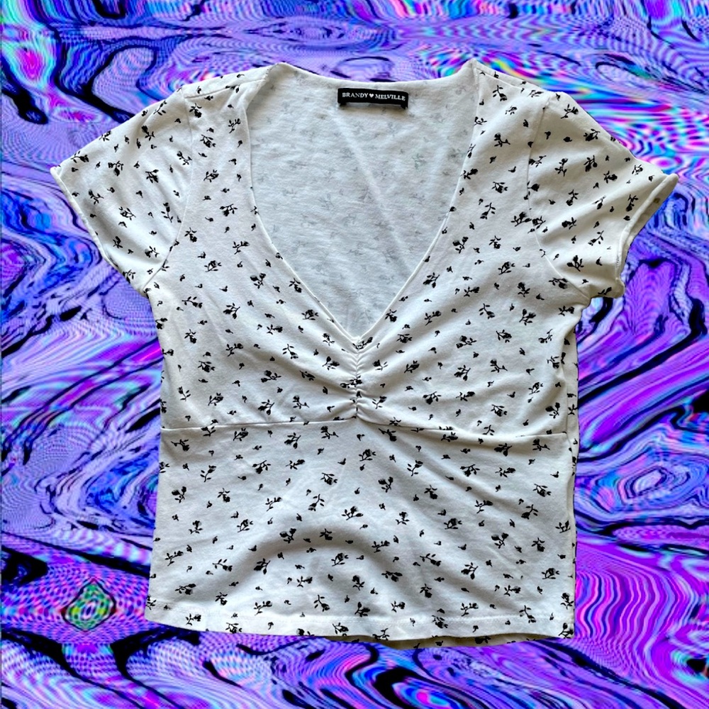 Brandy Melville White Floral Gina